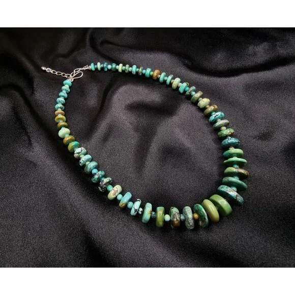 Jay King Mine Finds Genuine Turquoise Beaded Necklace With Adjustable Chain - Picture 2 of 6